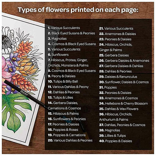 Crayola Florals, A Flower Coloring Book Printed Book 40 Pages - Book (041082)