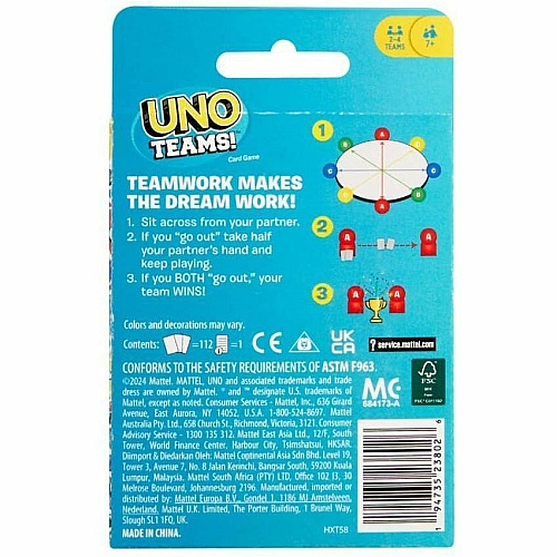 UNO Teams Card Game For Family Nights, Game Nights, Travel, Camping & Parties (HXT58)