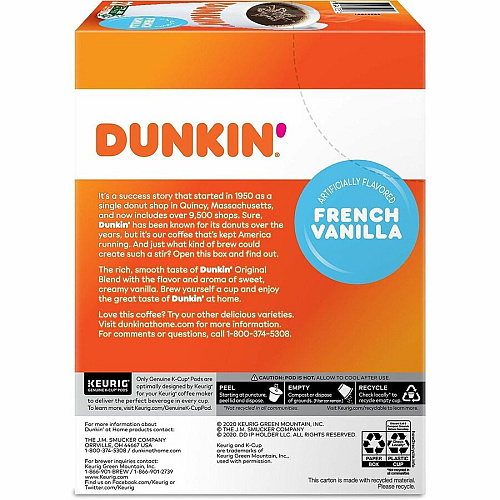 Dunkin Donuts Dunkin'&reg; K-Cup, Pod French Vanilla Coffee (1268CT)