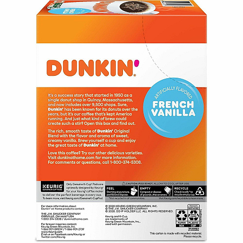 Dunkin Donuts Dunkin'&reg; K-Cup, Pod French Vanilla Coffee (1268CT)