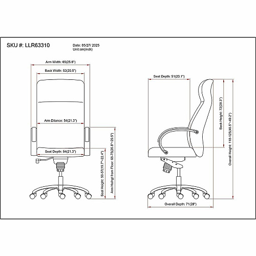Lorell Pike High Back Executive Chair (63310)