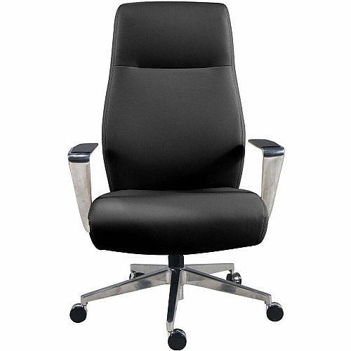 Lorell Fuerte Executive/Conference High-Back Chair with Polished Aluminum Arms (63305)