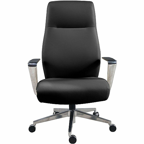 Lorell Fuerte Executive/Conference High-Back Chair with Polished Aluminum Arms (63305)