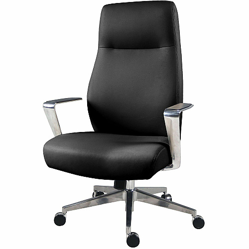 Lorell Fuerte Executive/Conference High-Back Chair with Polished Aluminum Arms (63305)