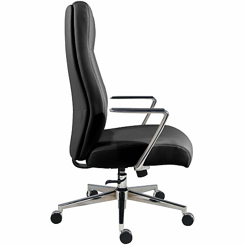 Lorell Fuerte Executive/Conference High-Back Chair with Polished Aluminum Arms (63305)