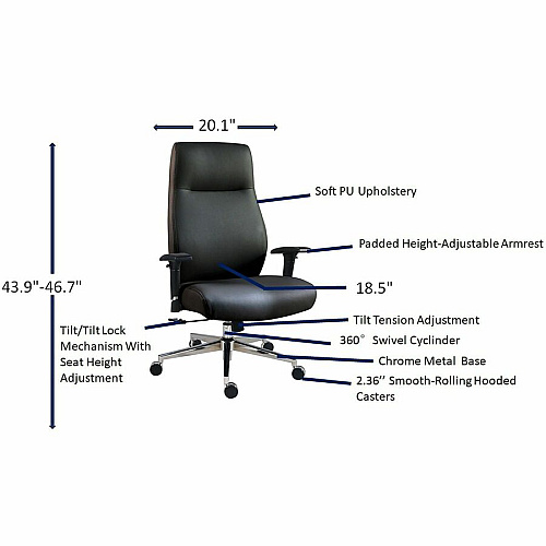 Lorell Fuerte Executive High-Back Chair with Adjustable Arms (63300)