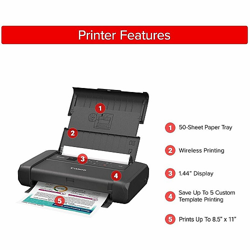 Canon PIXMA TR160 Portable Wired/Wireless Inkjet Printer - Color