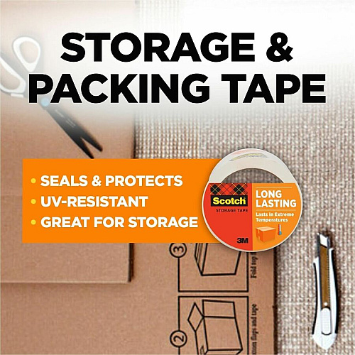 Scotch Long-Lasting Storage Packing Tape 54.60 yd Length x 1.88" Width - Transparent - Weather Resistant, Temperature Resistant - For Packaging, Sealing, Box, Document, Storage - 4 / Pack (3650LR44GC)