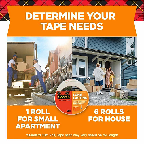 Scotch Long-Lasting Storage Packing Tape 54.60 yd Length x 1.88" Width - Transparent - Weather Resistant, Temperature Resistant - For Packaging, Sealing, Box, Document, Storage - 4 / Pack (3650LR44GC)