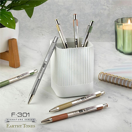 Zebra Pen F-301 EarthyTones Retractable Ballpoint Pens (27244)