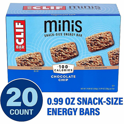 Clif Bar Minis Chocolate Chip No High Fructose Corn Syrup, No Artificial Flavor - Chocolate Chip - 20/Box - 1 Carton (22002454)