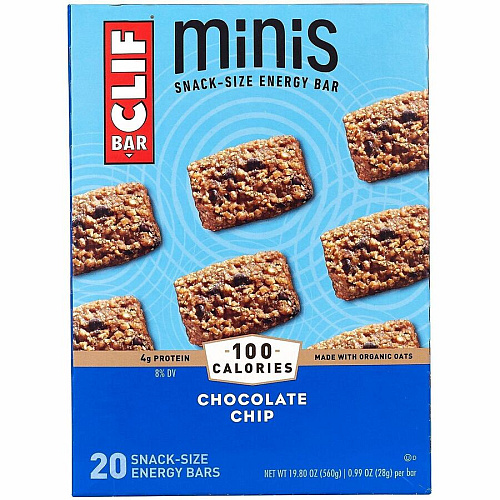 Clif Bar Minis Chocolate Chip No High Fructose Corn Syrup, No Artificial Flavor - Chocolate Chip - 20/Box - 1 Carton (22002454)