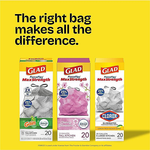 Glad Medium Drawstring Trash Bags with Clorox (79316CT)