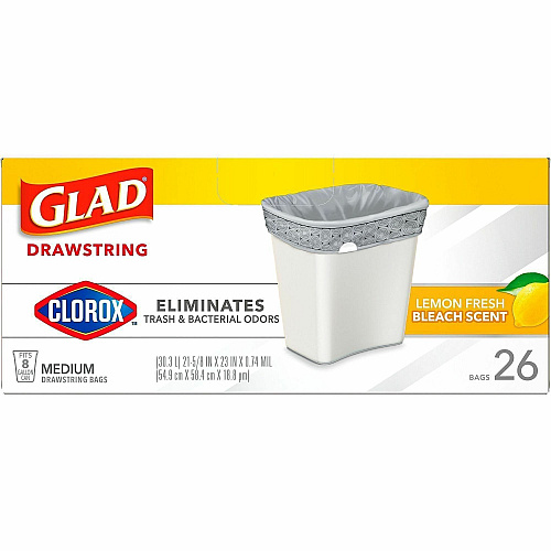 Glad Medium Drawstring Trash Bags with Clorox (79316CT)