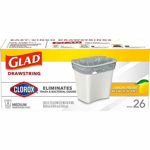 Glad Medium Drawstring Trash Bags with Clorox (79316CT)