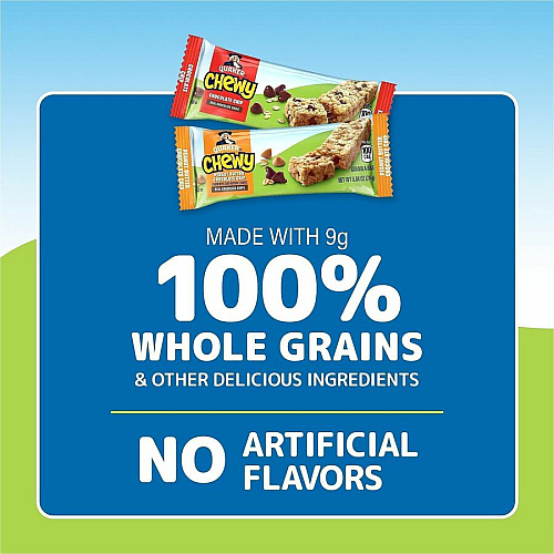 Quaker Chewy Granola Bars Individually Wrapped, Trans Fat Free - Peanut Butter, Chocolate Chip, Dark Chocolate Chunk - 0.84 oz - 60/Bag - 1 Carton (22000434)