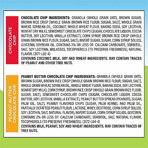 Quaker Chewy Granola Bars Individually Wrapped, Trans Fat Free - Peanut Butter, Chocolate Chip, Dark Chocolate Chunk - 0.84 oz - 60/Bag - 1 Carton (22000434)