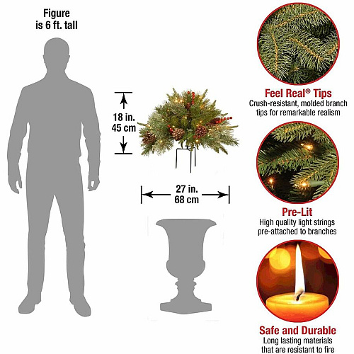 National Tree Company National Tree Colonial Christmas Urn Filler Fir - Urn1 Each (729083537554)