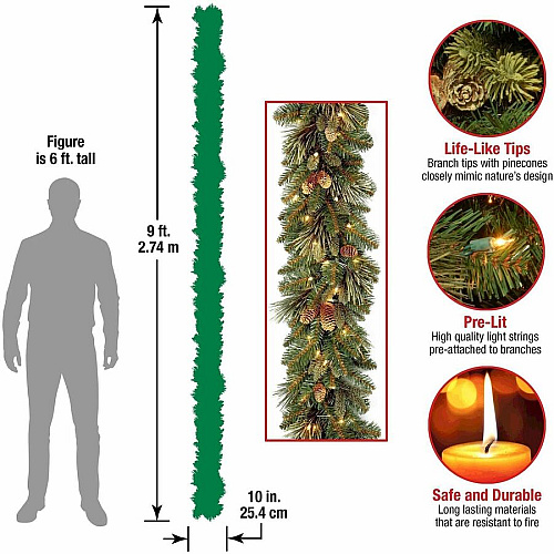 National Tree Company National Tree Carolina Pine Decorative Garland - Green Christmas Theme - 1 Each (729083945083)