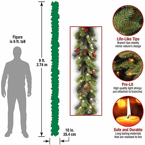 National Tree Company National Tree Crestwood Spruce Decorative Garland - Green Christmas Theme - 1 Each (729083173752)