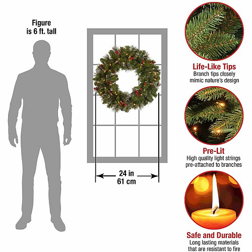 National Tree Company National Tree Crestwood Spruce Decorative Wreath - Green Christmas Theme - 1 Each (729083868900)