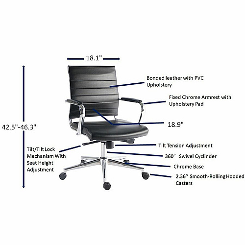 Lorell Tempo Modern Mid-Back Manager Chair (63221)