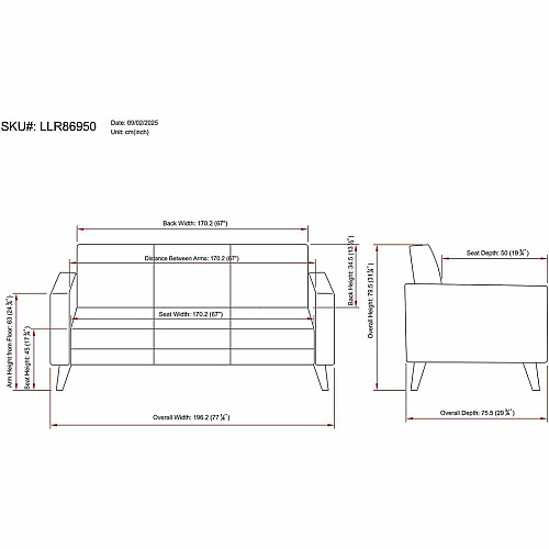 Lorell Clarke Series Sofa with Antimicrobial Upholstery and Power (86950)