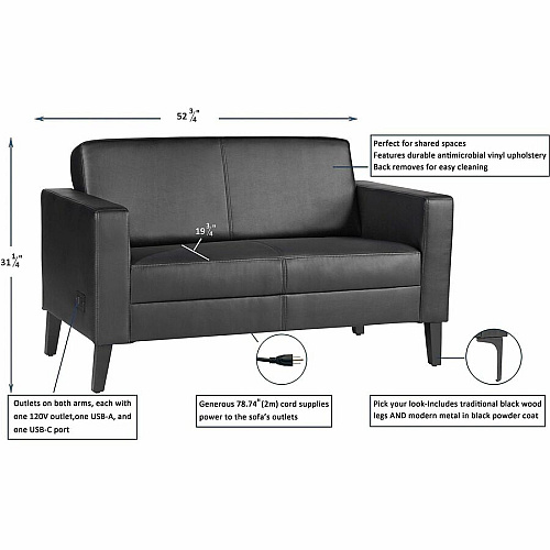 Lorell Clarke Series Loveseat with Antimicrobial Upholstery and Power (86951)