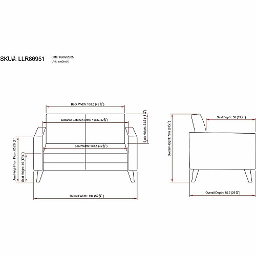 Lorell Clarke Series Loveseat with Antimicrobial Upholstery and Power (86951)