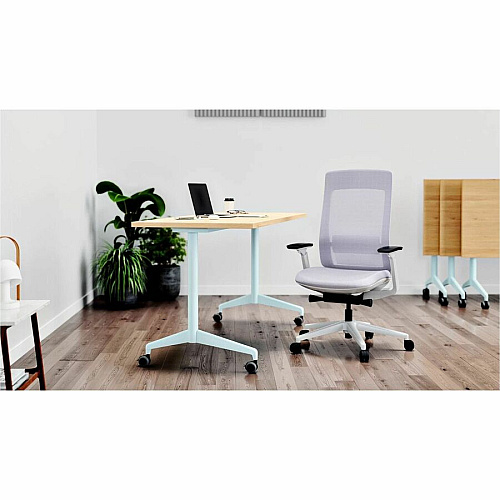 SpecialT Special-T ZIA Series Training Tables Collection Rectangle Top - Powder Coated T-shaped Base x 24" Table Top Width x 72" Table Top Depth - 29" Height - Training - Assembly Required - Gray - High Pressure Laminate (HPL) - Cast Aluminu (ZIAT05MSGR6)