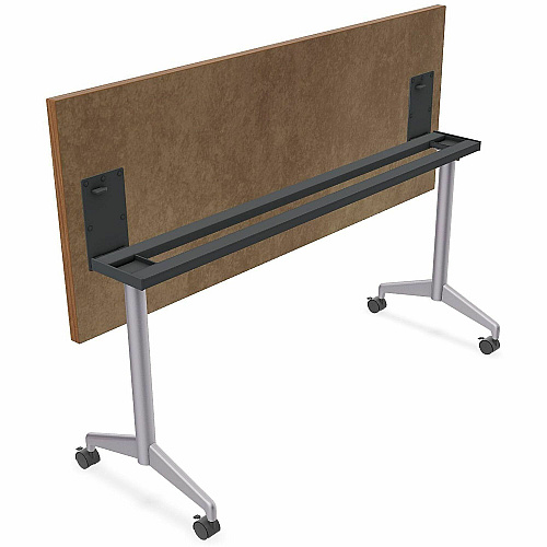 SpecialT Special-T ZIA Series Training Tables Collection Rectangle Top - Powder Coated T-shaped Base x 24" Table Top Width x 72" Table Top Depth - 29" Height - Training - Assembly Required - Walnut - High Pressure Laminate (HPL) - Cast Alumi (ZIAT05MSWA6)