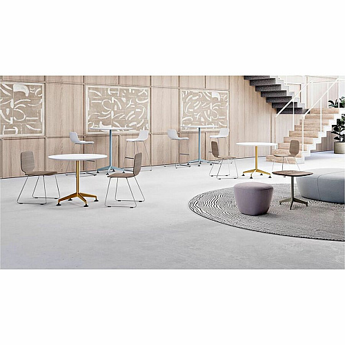 SpecialT Special-T ZIA Series Hospitality Tables Collection Round Top - Powder Coated X-shaped Base - Mid-Century Modern Style x 36" Table Top Diameter - 29" Height - Hospitality, Office - Assembly Required - White - High Pressure Laminate  (ZIAH03MSWH10)
