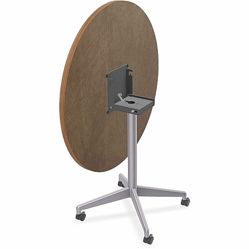 SpecialT Special-T ZIA Series Hospitality Tables Collection Round Top - Powder Coated X-shaped Base - Mid-Century Modern Style x 42" Table Top Diameter - 29" Height - Hospitality, Office - Assembly Required - Walnut - High Pressure Laminate  (ZIAH42MSWA6)