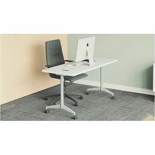 SpecialT Special-T ZIA Series Training Tables Collection Rectangle Top - Powder Coated T-shaped Base x 24" Table Top Width x 48" Table Top Depth - 29" Height - Training - Assembly Required - Gray Driftwood - High Pressure Laminate (HPL) - Ca (ZIAT01MSGD6)