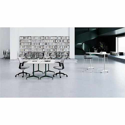 SpecialT Special-T ZIA Series Training Tables Collection Rectangle Top - Powder Coated T-shaped Base x 24" Table Top Width x 48" Table Top Depth - 42" Height - Training - Assembly Required - Gray - High Pressure Laminate (HPL) - Cast Aluminu (ZT73BHMSGR8)