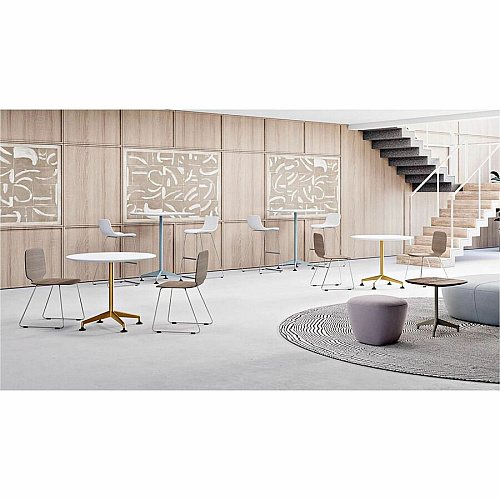 SpecialT Special-T ZIA Series Hospitality Tables Collection Round Top - Powder Coated X-shaped Base - Mid-Century Modern Style x 36" Table Top Diameter - 42" Height - Hospitality, Office - Assembly Required - Gray - High Pressure Laminate (H (ZIAH51MSGR6)