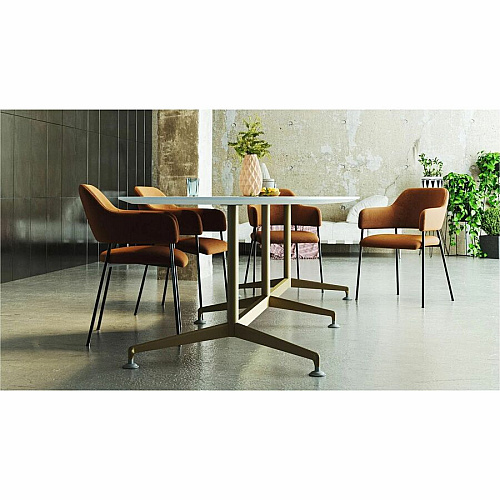 SpecialT Special-T ZIA Series Conference Tables Collection Rectangle Top - Powder Coated Double Column Base x 10 ft Table Top Width x 48" Table Top Depth - 29" Height - Conference Room, Meeting - Assembly Required - Ebony Recon - High Pressu (ZCON58MSER2)