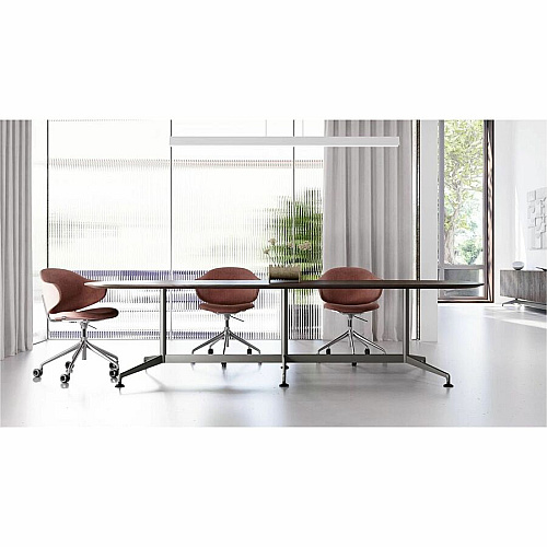 SpecialT Special-T ZIA Series Conference Tables Collection Elipse Top - Powder Coated Double Column Base x 10 ft Table Top Width x 48" Table Top Depth - 29" Height - Conference Room, Meeting - Assembly Required - Gray - High Pressure Laminat (ZCON59MSGR2)