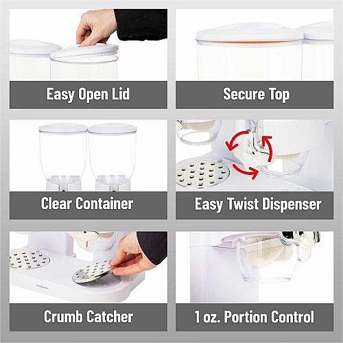 Mind Reader Double Cereal Dispenser (CEREALD2WHT)