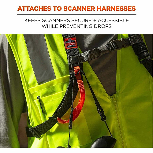 Ergodyne Squids 3140 Barcode Scanner Lanyard Adjustable Attachments (10-Pack) Adjustable - Regular - Buckle Attachment - Black, Orange - 10 Pack (19173)
