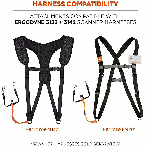 Ergodyne Squids 3140 Barcode Scanner Lanyard Adjustable Attachments (10-Pack) Adjustable - Regular - Buckle Attachment - Black, Orange - 10 Pack (19173)