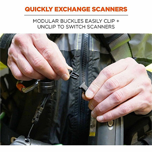 Ergodyne Squids 3141 Barcode Scanner Lanyard - D-Ring and Clip Attachments (10-Pack) D Ring Attachment - Black - 10 Pack (19199)