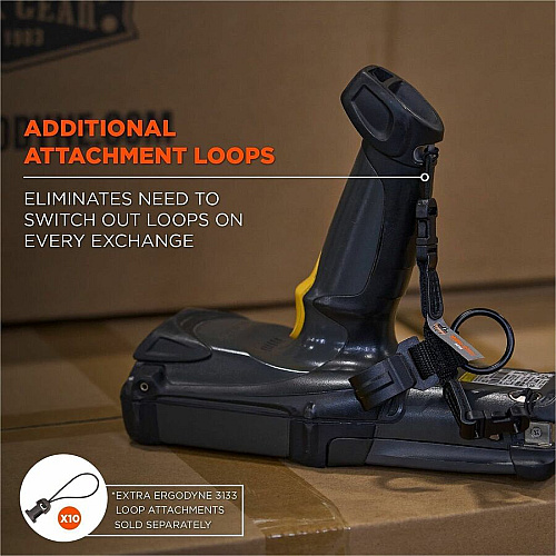 Ergodyne Squids 3141 Barcode Scanner Lanyard - D-Ring and Clip Attachments (10-Pack) D Ring Attachment - Black - 10 Pack (19199)