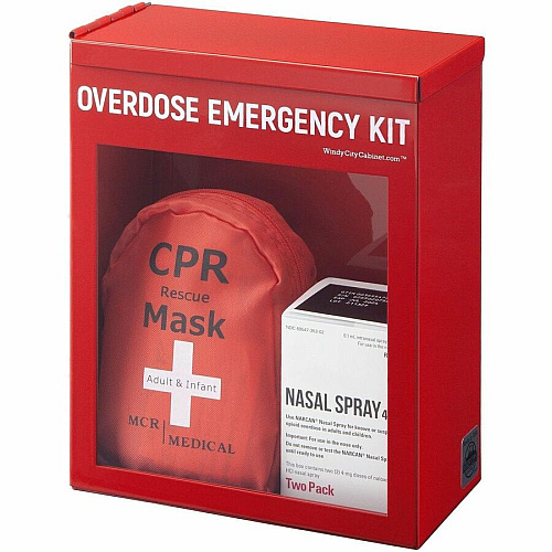 Victor Non-Locking Overdose Cabinet Durable, Wall Mountable - Red - Steel, Acrylic - 1 Each (PB2959)