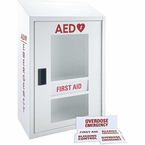 Victor AED Combo Cabinet with Alarm 13" Width x 7" Depth x 12" Height - Wall Mountable, See-through Window, Durable, Dirt Resistant - White - Powder Coated, Textured - Steel - 1 Each (PB3070)