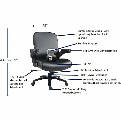 Lorell Big & Tall Flip Arm Chair (40221)