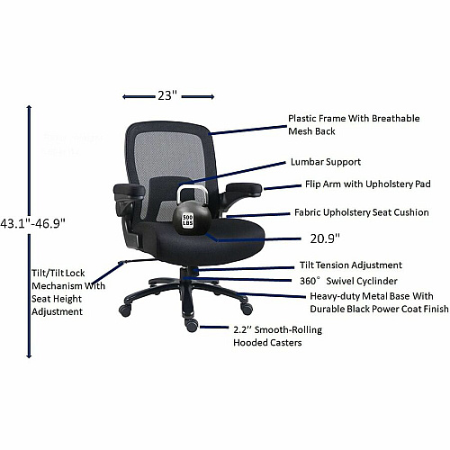 Lorell Big & Tall Flip Arm Chair (40220)