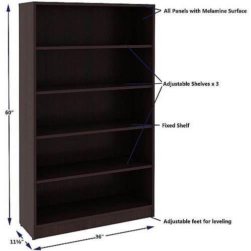 Lorell Essentials Espresso Laminate Bookcase (18250)