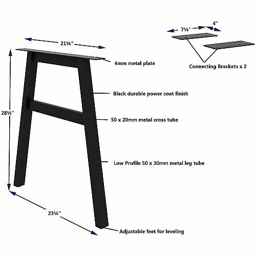 Lorell Adjustable Table Leg Bases & Returns (16288)