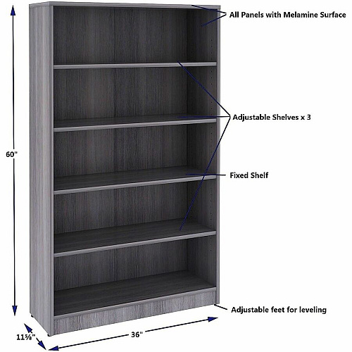 Lorell Weathered Charcoal Laminate Bookcase (69631)